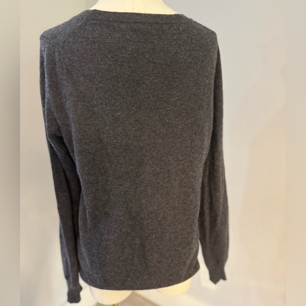 J. Crew Gray and Tan Crew Neck Sweater with French Bulldog Design - Picture 3 of 5